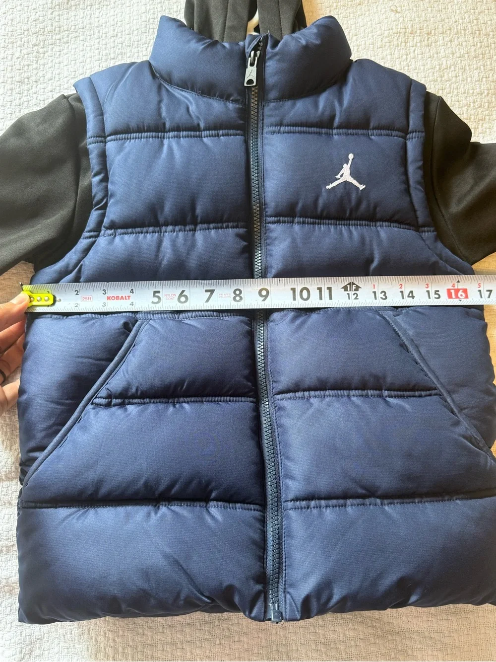 Jordan Boys' Navy & Black Puffer Vest with Sleeved Hoodie